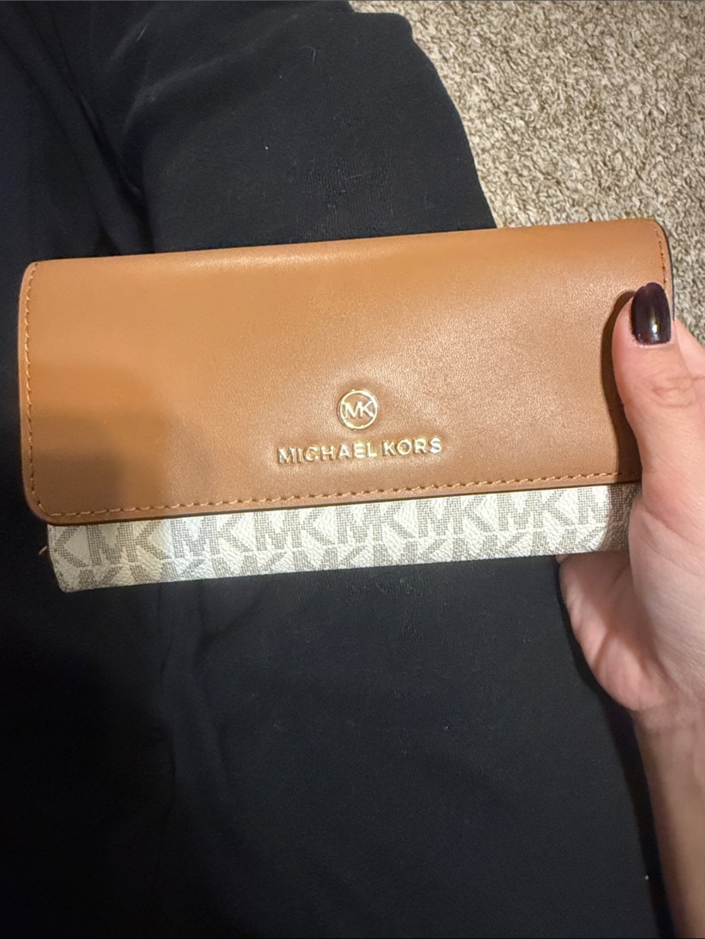 Michael Kors Camel and Beige Logo Continental Wallet